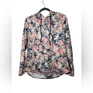 Christopher & Banks Floral Hoodie Pullover Sweatshirt Size Large